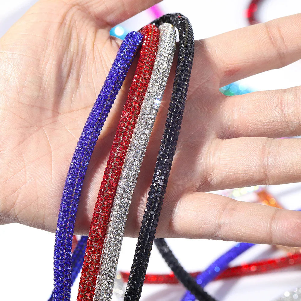 Hoodie String Crystal Rope Bling Rhinestone for Shoes Garment Accessories Custom Printed Diamond Shiny Round Cord Chain Trim