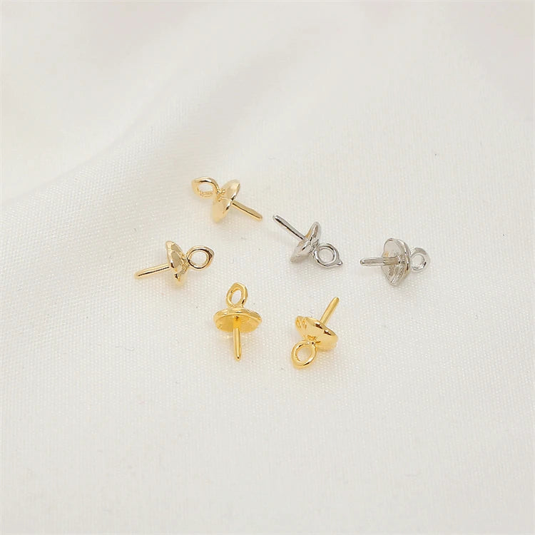 14K Gold Plated Brass Gold Pendant Needle Holder DIY Accessories Jewelry Can Hanging Pearl Beads Eye Pins