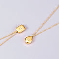 Fashion Gold Plated Stainless Steel Zircon Square Pendant Water Drop Teardrop Accessories Necklaces Women Jewelry