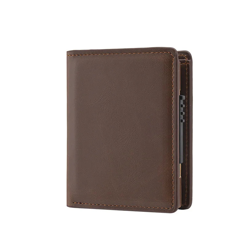 Pop-Up Credit Card Case with RFID Protection Pu Leather Wallet with Compartment for Notes and Coins for Men and Women