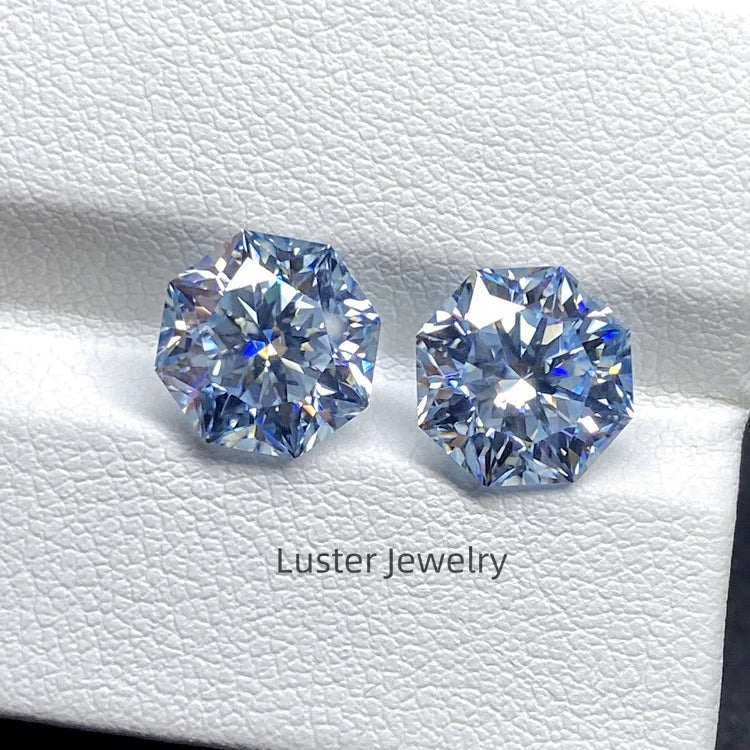 Luster Jewellery VVS Bright Color Gemstones Octagon Blue Stones Loose Moissanite
