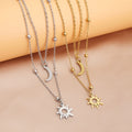 Stainless Steel Layers Necklace for Women Men Titanium Steel Sun Moon Charm Pendant Clavicle Chain Collarbone Choker Necklace