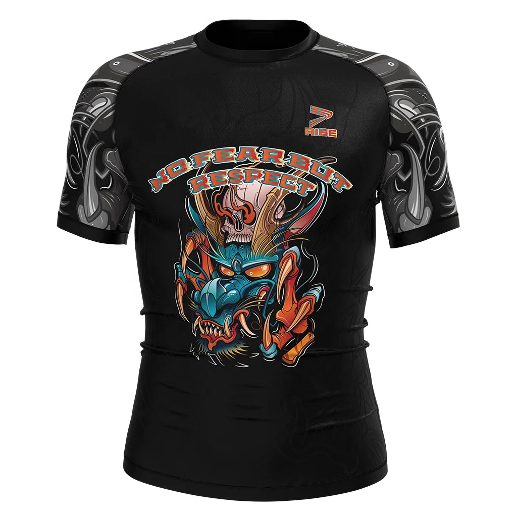 RISE Dragon Jiu Jitsu Mma Bjj Azteca Swimwear Superhero Character Rash Guards
