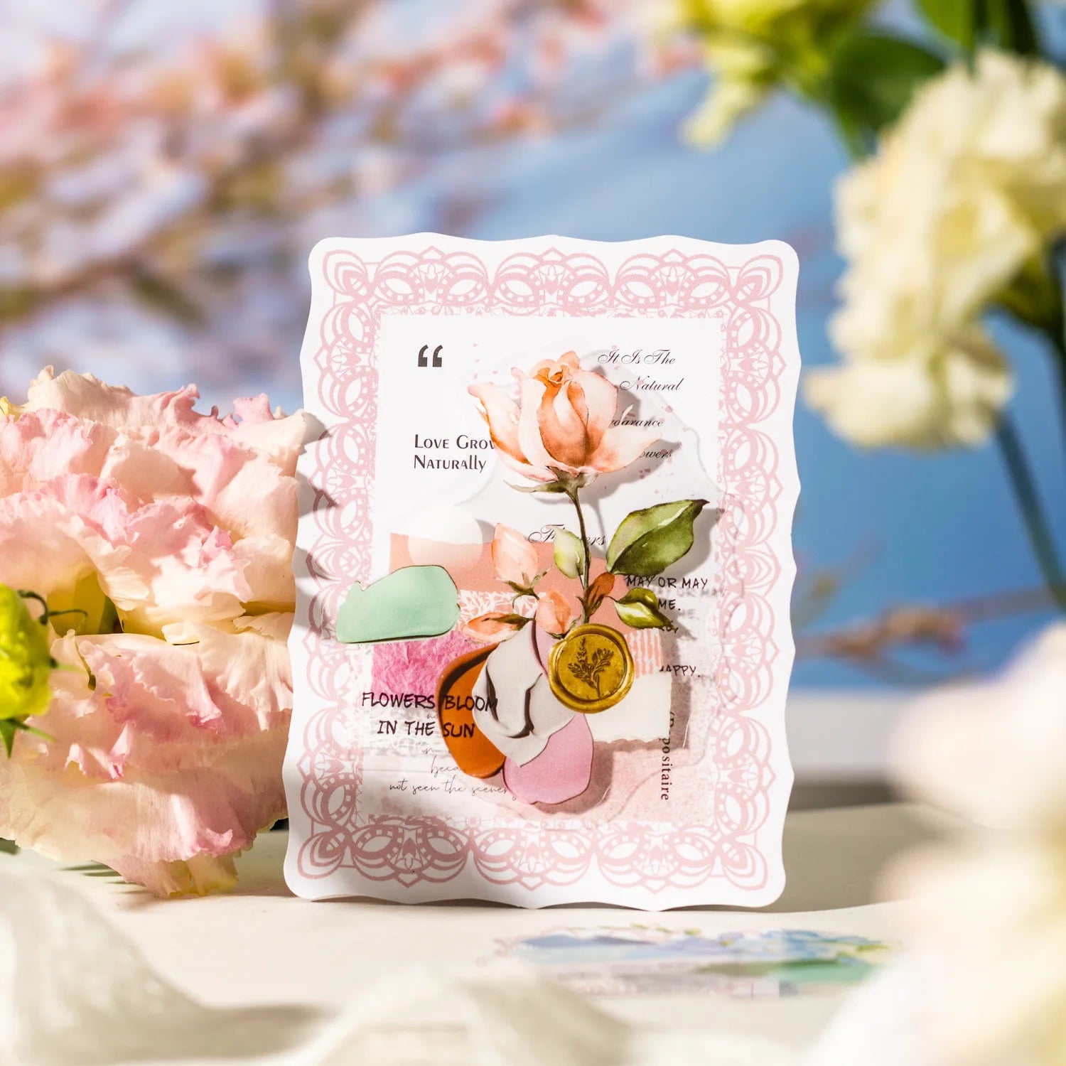 20 Pieces of Stickers Per Pack Flower Language Chapter Series Watercolor Flower Collage Handbook Material Decorative Primer