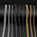 Cuban Link Chain Necklace for Men Woman Basic Punk Stainless Steel Necklace Gold Black Color Male Choker Colar Jewelry Gifts