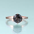 KH075 Fine Jewelry Manufacturer Six Prong Solitaire 8mm Black Rutilated Quartz Gemstone 925 Sterling Silver Black Stone Ring