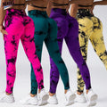 Women's Seamless Stretchy Tie Dye Athletic Tie Dye Scrunch Butt Yoga Leggings High Waist Smile Design Workout Butt Lifting Pants