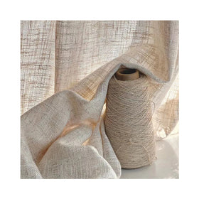 M&Y Home Luxury Linen Look Jute Sheer Curtain Fabric Jacquard Style with Elegant Embroidery for Sophisticated Living Room Decor