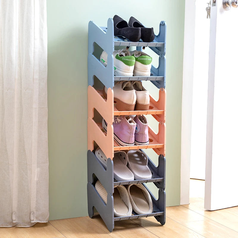 Modern Detachable Household Assembly Plastic Stackable Folding Shoe Rack Bathroom Storage & Shoes Organizers for Wardrobe Space