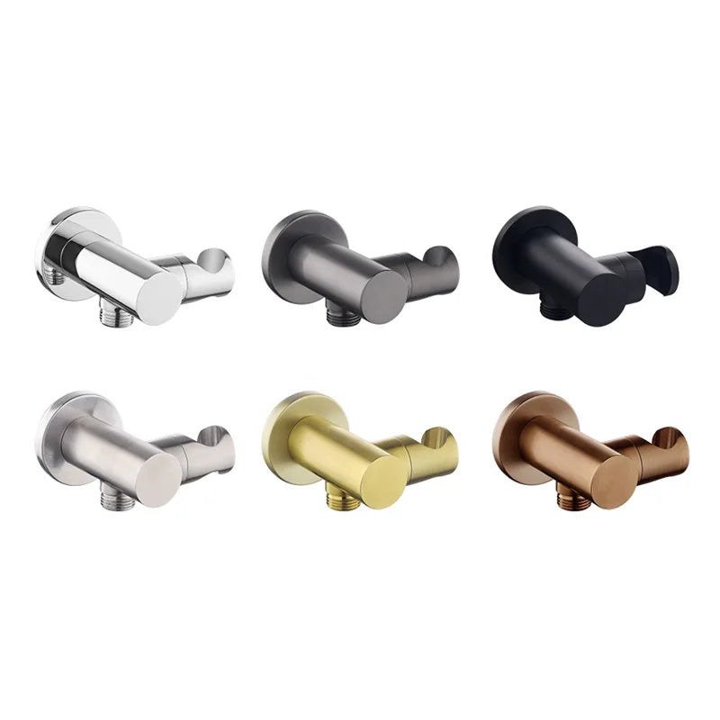 Solid Brass Wall-Mounted Handheld Shower Holder with Modern Square Bracket Bathroom Faucet Accessory for Shower Kits and Arms