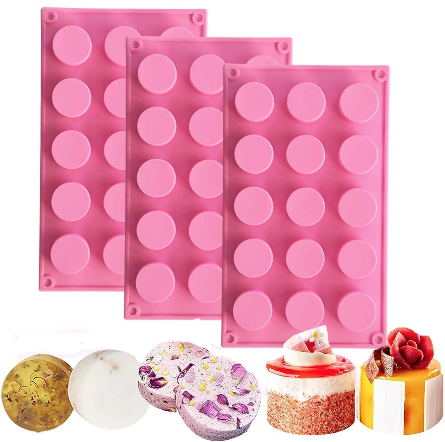 Heat Resistance Food Grade 15 Hole Round Silicone Soap Mold for Handmade Cake Baking Tools Soap Molds