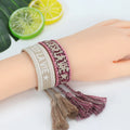 Letter Embroidery Braided Bracelet Hand-woven Tassel Creative Metal Buckle Women Jewelry