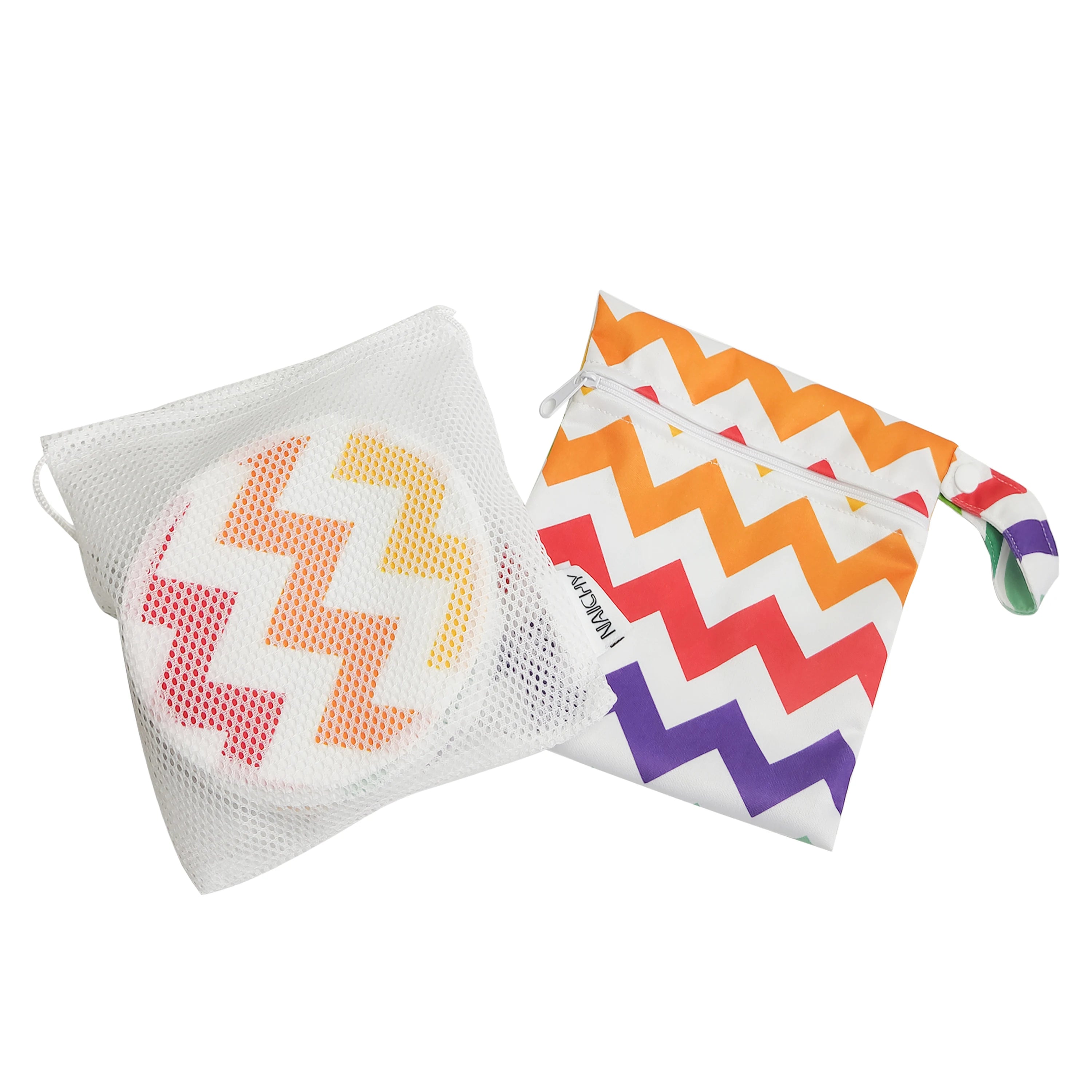 Printed Absorbent Waterproof Reusable Nursing Pads Bamboo 12cm Shape 12pcs/bag Carry & Mesh Laundry Bags Hot Sale Stock