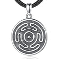 Merryshine 925 Sterling Silver Triple Moon Goddess Hecate's Wheel Pendant Necklace Religious Style with Link Chain
