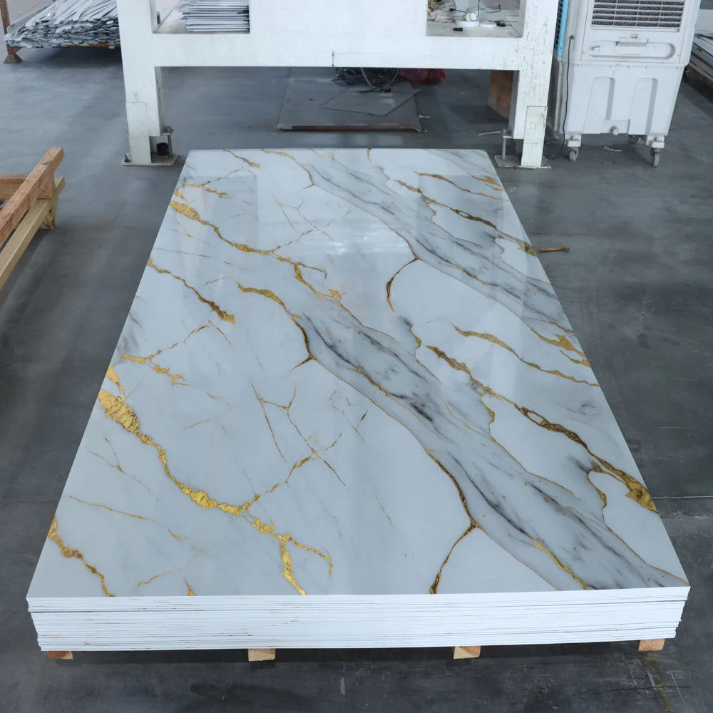 1220*2440mm PVC Marble Sheet 3mm Laminated Wall Cladding for Hotel Office Exterior Interior Walls Chinese Hospital Wall Decor
