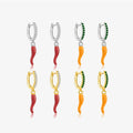 FUAMAY Aretes De Plata 925 Silver U Shape Hoop Pepper Pendant Earring Red Yellow Enamel Chilli Pepper Earrings