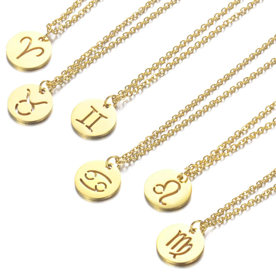 New Arrival Wholesale Zodiac Necklace Stainless Steel Pendant Necklace for Women Kids Christmas Gifts