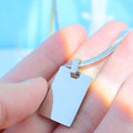 Custom Bar Necklace Personalise Birthday Gift Blank  Pendant Engraved Logo Text Rectangular Stainless Steel Couple Necklace