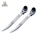 LINYIQUEEN Scaffolding Ratchet Wrench 19/22mm Bi Hex Double CRV Socket Drop Forged Carbon Steel Handle Pearl Nickle
