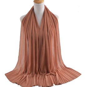 Hot Sell Premium Hijab Wholesale Plain Hijab Pleated Ready to Ship Crepe Chiffon Hijab Shawl for Lady