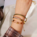 2025 Trend Double Layer Thin Round Snake Chain Stainless Steel Five Heart Women Bracelet Jewelry Hypoallergenic