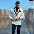 White Double Breasted Men Suits Top Lapel Blazers Slim Fit Male Tuxedo Tailored Made Groom Wear Two Pieces Prom Jacket and Pants
