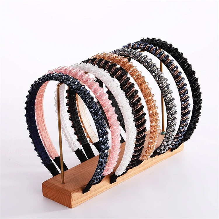 Baroque Style Color Luxury String Diamond Rhinestone Sponge Inside Headband Hairband Suitable Accesorio Para Mujer for Girls