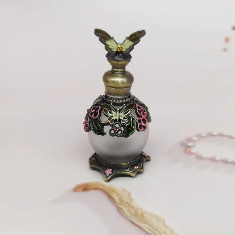 15ml Arabian Style Dubai Metal Essential Oil Bottles Empty Alloy Attar Oil Perfume Bottles With Colorful Gemstone