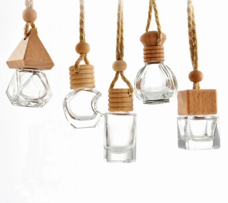 Customized Logo Empty Glass Reed Diffuser Bottle Car Hanging Deodorant Car Perfume Container