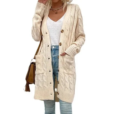 Best Selling Drizzle Long Twist Sweater New Button Cardigan Tunic Women Sweaters