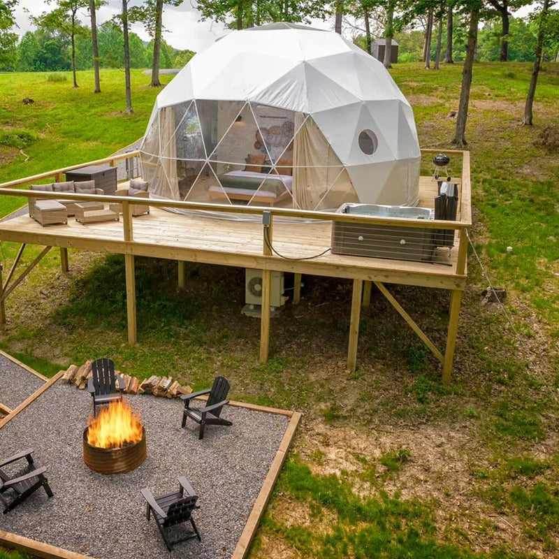 Camping  Geodesic Dome Tent Safari  Luxury Pvc Glamping Igloo House Tempered for Hotel or Small Event