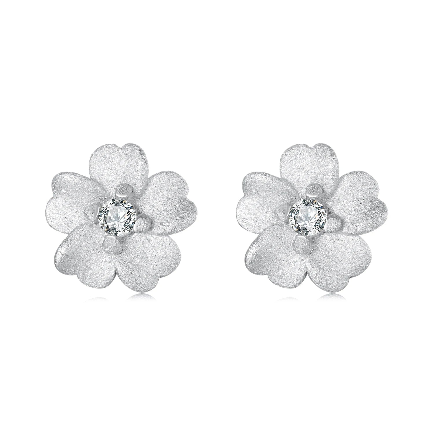 925 Sterling Silver AAA Zircon Stud Earrings Frosted Flower Design Gold Silver Luxury Wedding Valentine Jewelry Gift Sce1858