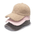 MIO Winter Warm Wool Baseball Cap Sherpa Baseball Hat Cute Plush Pure Color Fleece Curved Brim Cap Baseball Plush Hat