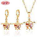Fashion Bridal Wedding Jewelry Colorful and Cute Turtle Zircon 18K Gold Plated Brass Jewelry Sets for Women