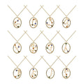 18K Gold PVD Twelve Astrology Horoscope CZ Gemstone 925 Sterling Silver Oval Zodiac Sign Pendant Necklace