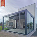 JHR Modern Aluminum Retractable Backyard Patio Awning Automatic Motorized Louver Outdoor Pergola with Wall Cover
