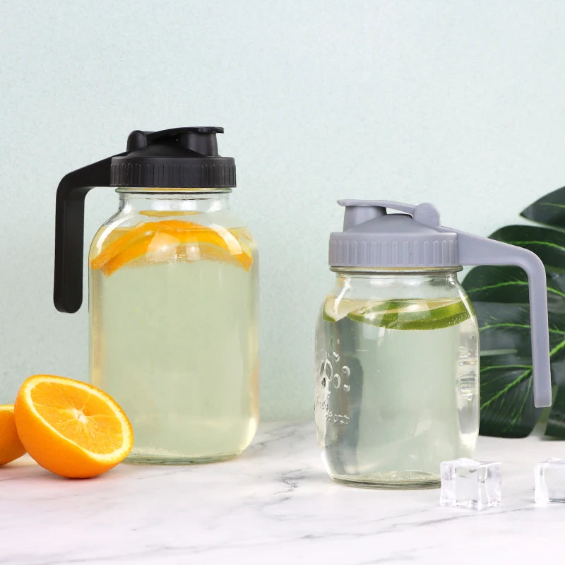 Wholesale BPA Free Regular Mouth 70mm Plastic Mason Jar Pour Spout Lids with Handle