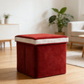 Modern Home Velvet Foldable Storage Ottoman Stool & Vanity Stool with Convertible Cover for Living Room and Bedroom Sofas