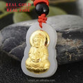 Certified 3D Gold Inlaid 4D Hetian Jade Pure Gold Laughing Guanyin Laughing Buddha Pendant Gift Wholesale