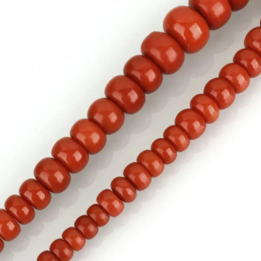 Hot Sale Loose Red Coral Beads Wholesale Natural Round Polished DIY Reddish Orange 6-17x10-22x10-22mm Hole: 1mm 51PCs/Strand