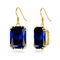 Cocktail Party Fine Jewelry Square Sapphire Earrings Women 925 Sterling Silver Bijoux Females