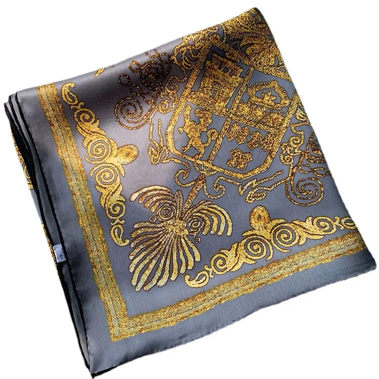Brand Bandannas 100% Natural Pure Silk Scarf 110cm Mulberry Silk Scarfs Designer Women Hems Rolling Luxury Summer Shawl