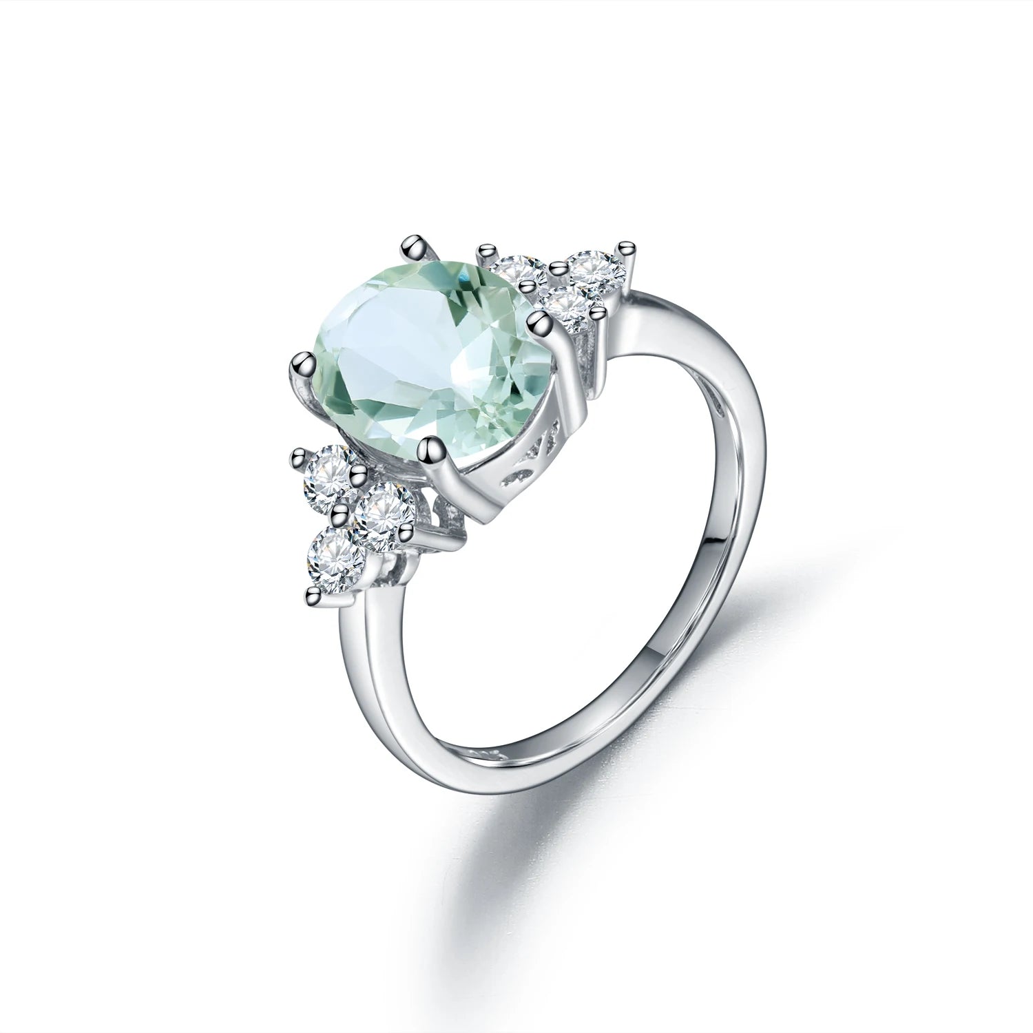 F0066 Abiding Jewelry 2024 Good Selling Jewelry Silver Prasiolite Green Amethyst Natural Stone 925 Jewelry Wedding Ring