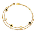 Romantic French Luxury Double Chain Bracelet Ring Acrylic Couple Bracelet Stainless Steel Jewelry