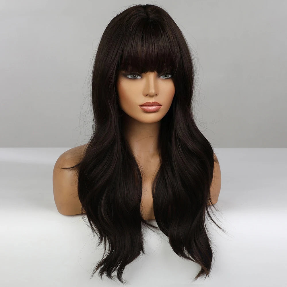 Fast Delivery Synthetic Wavy Wigs Black Wavy Hair Wig for Women Synthetic Hair Wigs Wholesale Prices Perruque