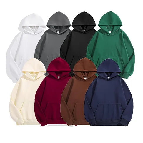 2025 Custom Logo Heavyweight 100% Cotton Men's Hoodie Oversized Wholesale Streetwear Solid Pattern Hooded Collar Printed Designs
