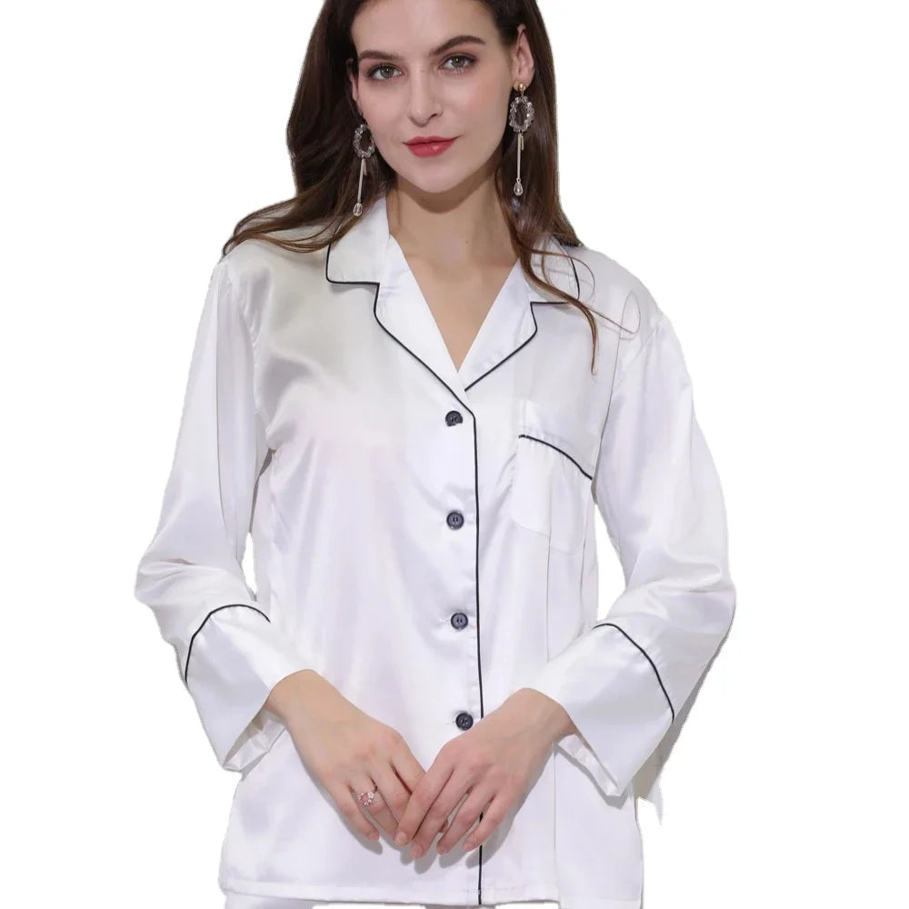 Fung 6001 Custom Evening Dresses Letter Embroidery Sleepwear Casual Shirt Shorts Silk Bridal Bridesmaid Wedding White Paj