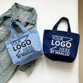 Custom Canvas Cowboy Art Shoulder Blue Foldable Bag Korean Style Denim Handbags Shopping Bag Girl Messenger