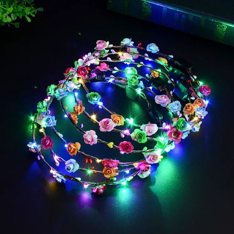 New Hot Selling Unisex Christmas Hallowmas Hair Accessories Glowing Theme Party Girl Wedding Bride LED String Light Headband