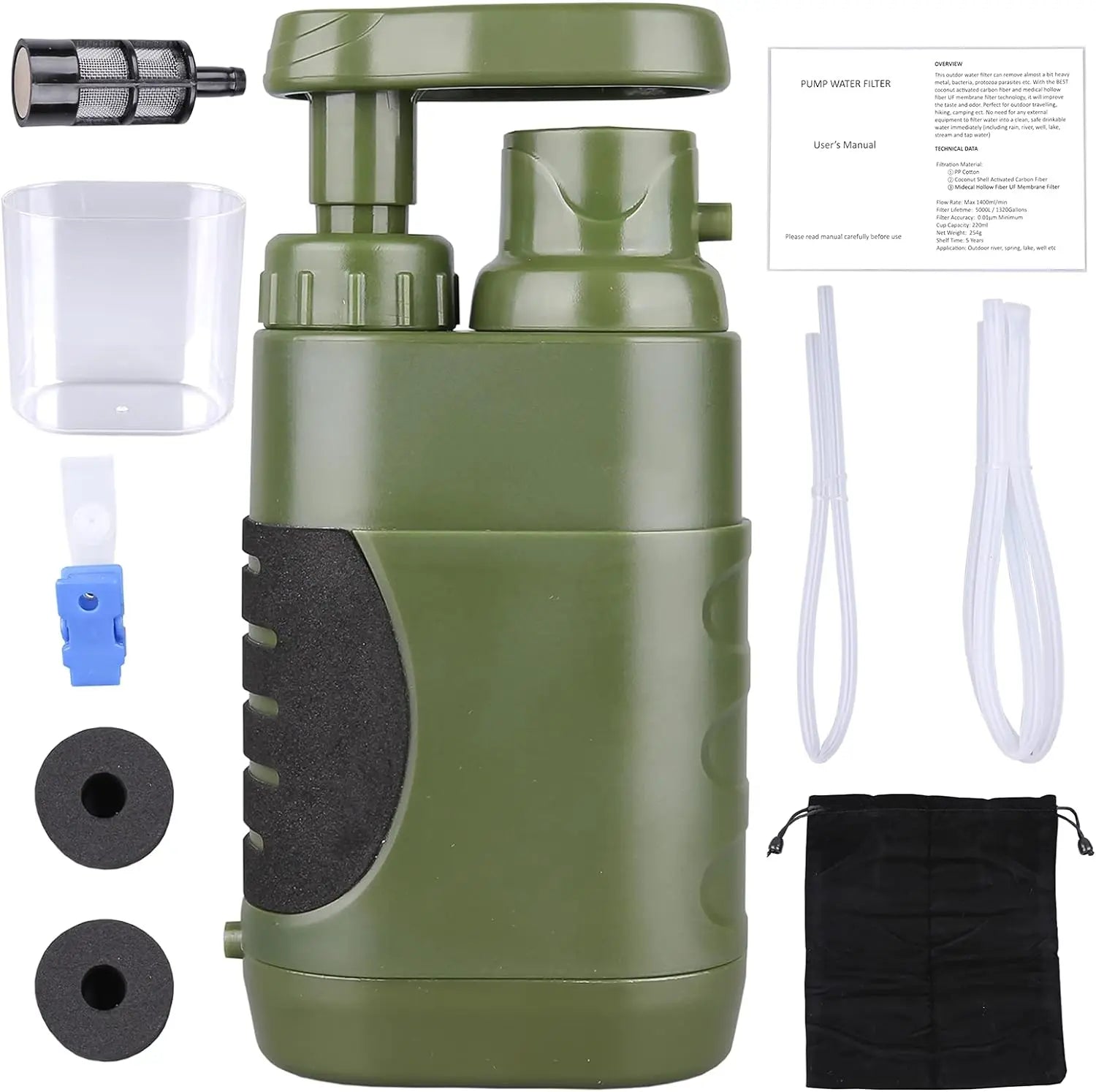 Better Tasting Portable Outdoor Emergency Survival Hand Pump Water Filter Camping Water Purifier Outdoor Survival Travel Gear